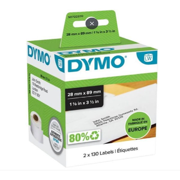 Picture of DYMO ORIGINAL 99010 28MM X 89MM X 130 LABELS S0722360/70